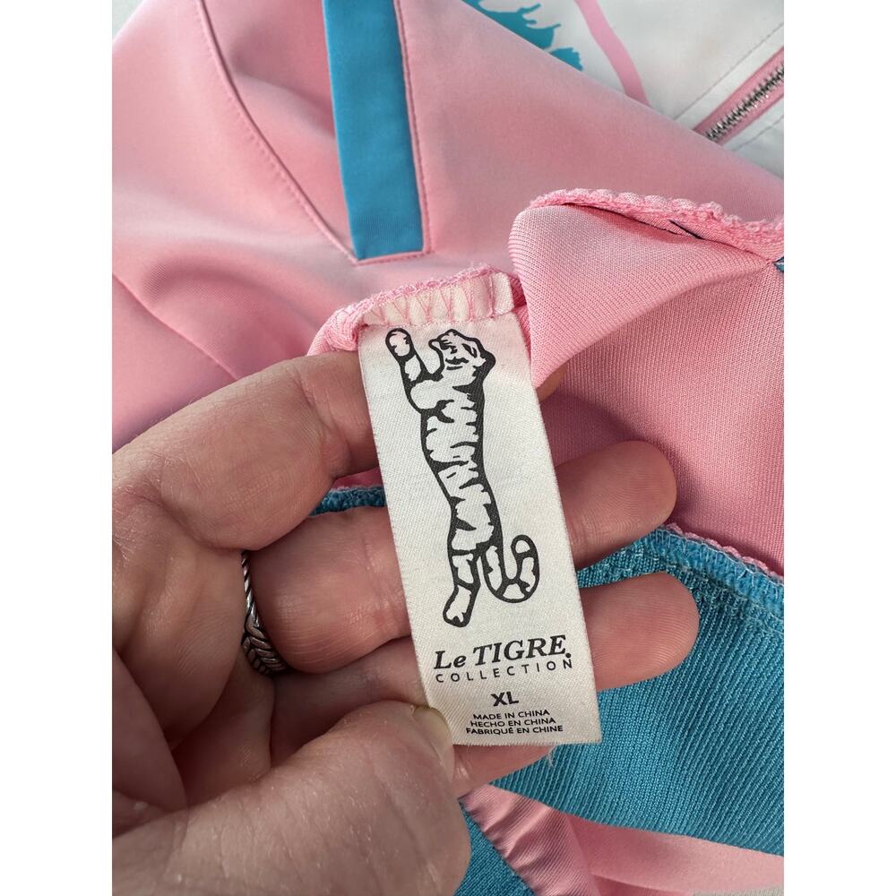 Le Tigre Men's sz XL Pink Blue & White Track Jacket Pastel Tri Color Large Logo - Picture 9 of 11